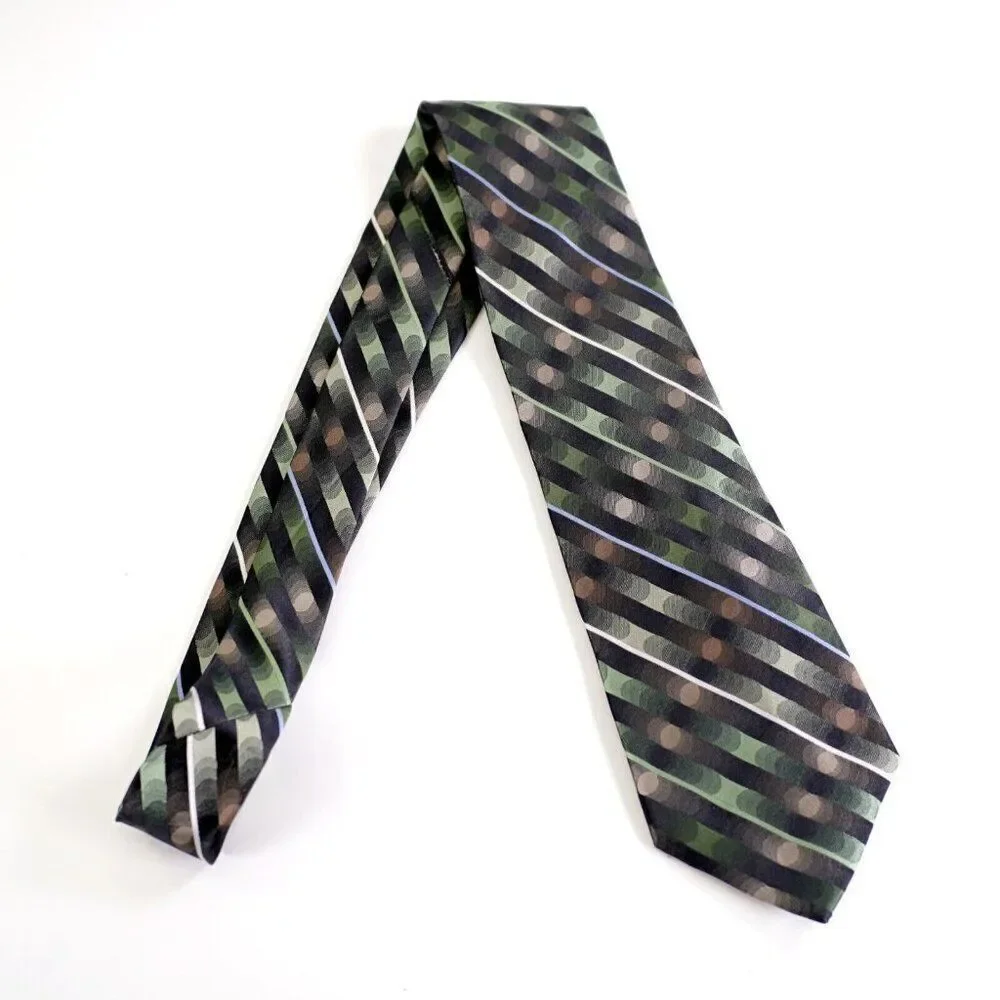 Arrow Green‎ Brown Striped Woven Silk Tie
